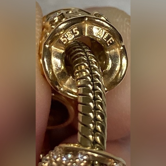 Retired New Pandora 14k Yellow Gold Diamond Radiance Freesia Charm 750803D - Picture 4 of 5